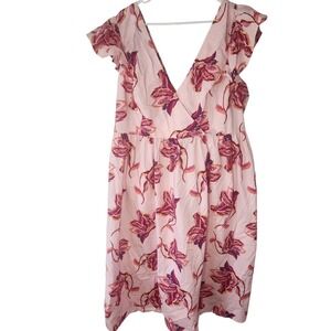 ELOQUII pink floral dress cottagecore plus size womens‎ 24 bow tie back